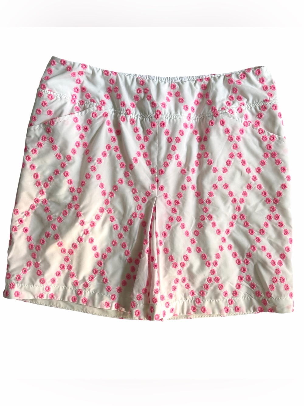 Lilly Pulitzer Luxletic Monica Skort Womens Sz 14 White Pink Eyelet Golf Skirt